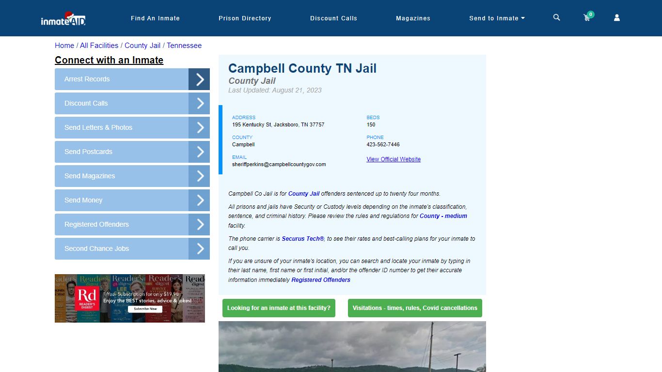 Campbell County TN Jail - Inmate Locator - Jacksboro, TN