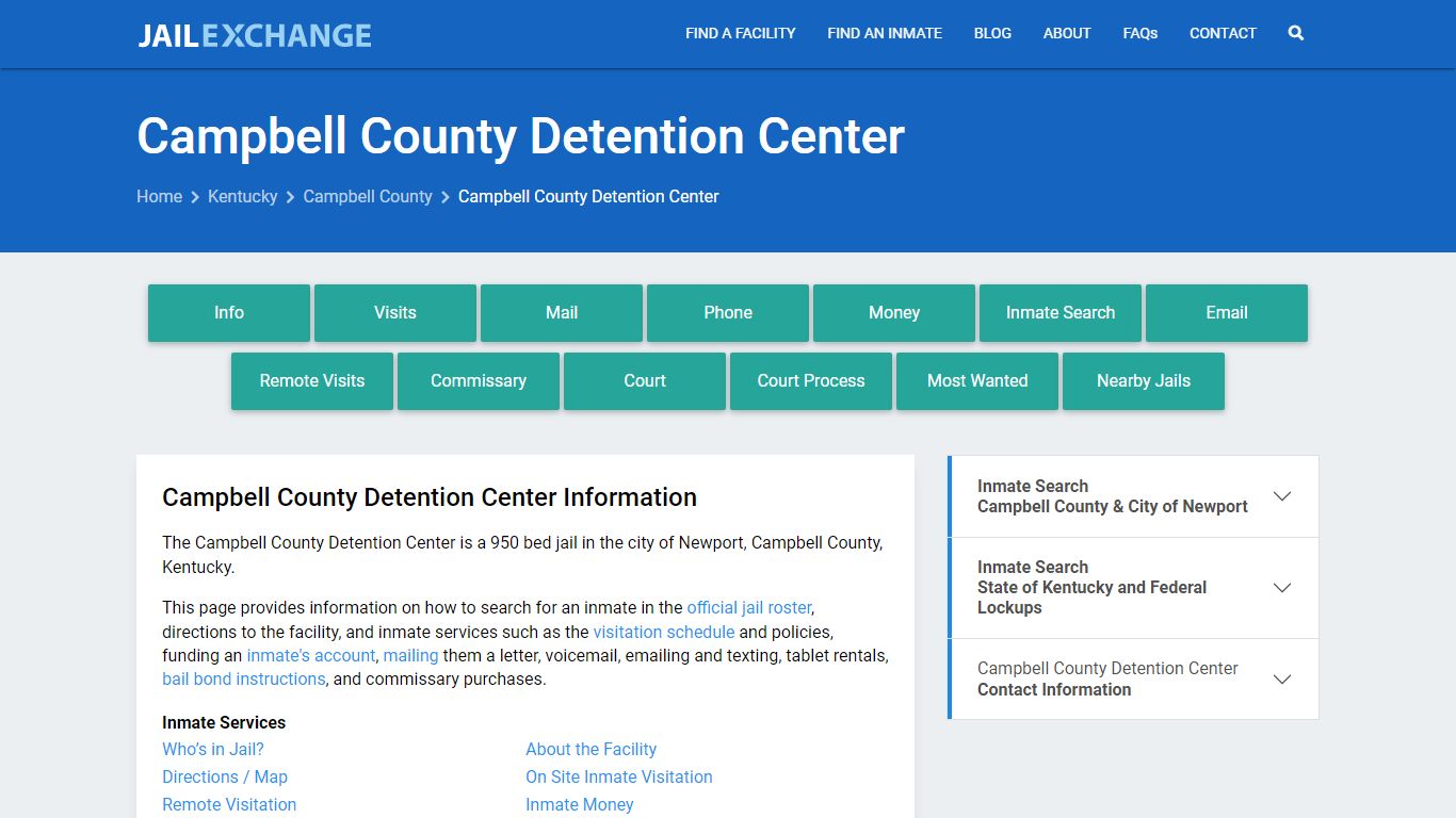 Campbell County Detention Center, KY Inmate Search, Information